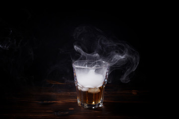 Whiskey on the wood table