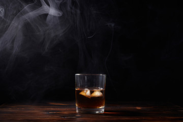 Whiskey on the wood table
