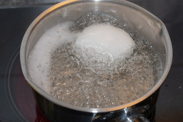 Fototapeta na wymiar kochendes Wasser mit Ei