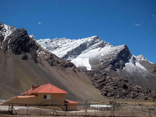Andes mountain range in a sunny day. Las Cuevas, Mendoza. Argentina 2018
