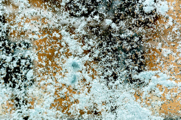 close up window covered in snow and ice texture background n
