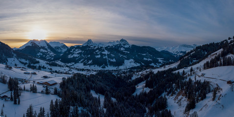 Sunset in the swiss mountains