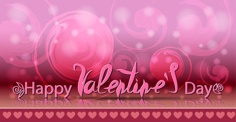 Bright greeting card for Valentines day. 3D inscription with reflection on lilac background. Illustration.