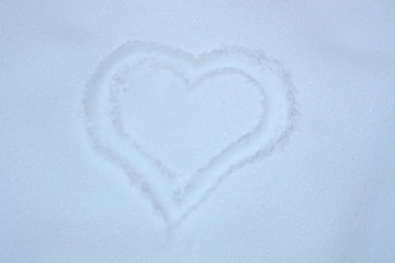 Beautiful heart painted in the snow
