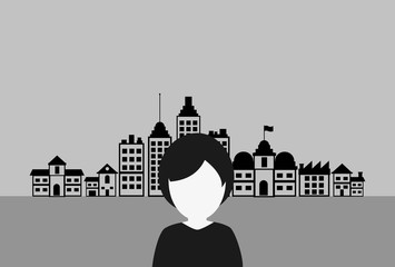 woman with city background image 