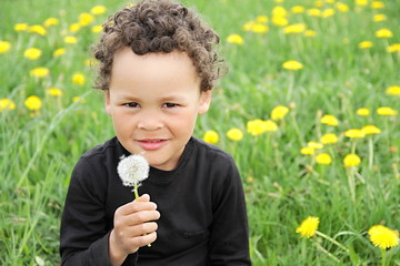 boy with summer flowers