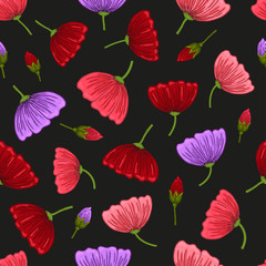Seamless pattern with romantic flowers elements.