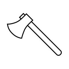 Icon outline silhouette of axe isolated on white background. Sign symbol. Decoration element. Weapon icon. Vector illustration for your design, game, card, web.