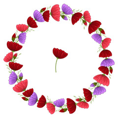 Flowers garland. Floral wreath with space for text