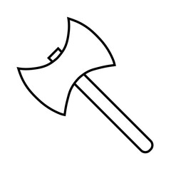Icon outline silhouette of axe isolated on white background. Sign symbol. Decoration element. Weapon icon. Vector illustration for your design, game, card, web.