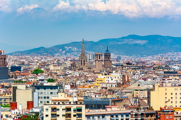 Barcelona cityscape from Montjuic hill, Spain