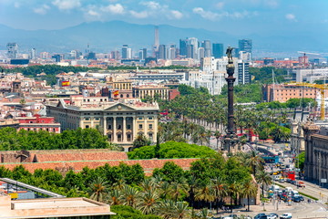 Fototapeta premium Barcelona cityscape from Montjuic hill, Spain