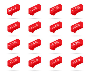 Percent discount icons. Sale discount icons. Discount tag design elements. Discount price sale bubble icons. Vector illustration.