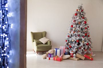 Christmas tree Garland lights new year holiday gifts white decor