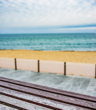 Empty Barcelona Beach In Barcelona Winter