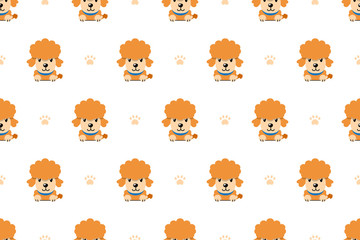 Vector cartoon character poodle dog seamless pattern for design.