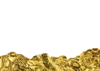 Golden nuggets isolated on white background. Line of golden bars isolated with empty copy space.