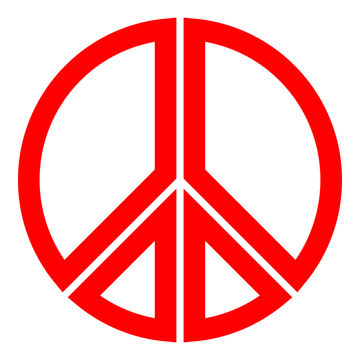 recommend clip art: Peace symbol icon - red simple, segmented outlined shapes, isolated - vector