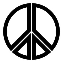 Peace symbol icon - black simple, segmented outlined shapes, isolated - vector