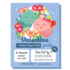 cute valentine poster template couple bird