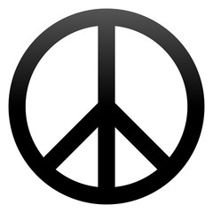Peace symbol icon - black simple gradient, isolated - vector