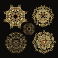 Set of golden mandalas1