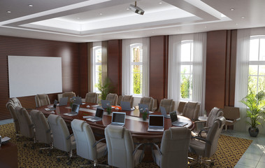 conference room, meeting room, interior visualization, 3D illustration