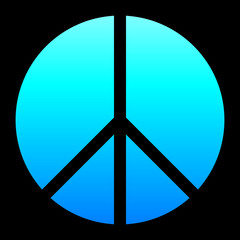 Peace symbol icon - cyan blue simple gradient, cold light, segmented shapes, isolated - vector