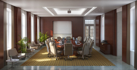 conference room, meeting room, interior visualization, 3D illustration