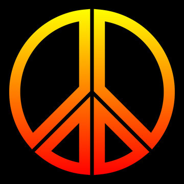 recommend clip art: Peace symbol icon - yellow orange red simple gradient, warm light, segmented outlined shapes, isolated - vector