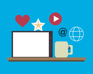 digital social network communication related icons image