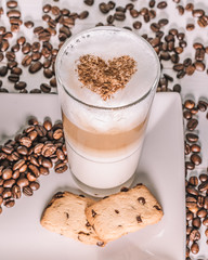 coffee with beans and cinnamon