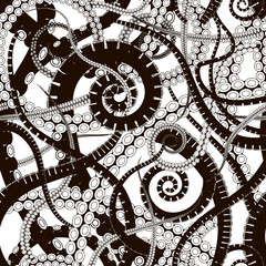 twisting tentacles of an octopus, marine life,  seamless vector pattern