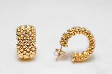 yellow gold hoop earrings - Image