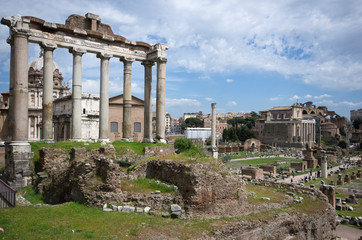 Fototapeta na wymiar A general view from Roman ruins, Rome / Italy