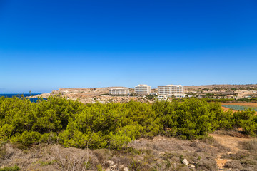 Fototapeta premium Manicata, Malta. Hotel complex on the coast