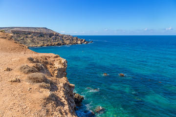 Manikata, Malta. Beautiful view of the sea coast