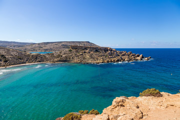 Fototapeta na wymiar Manikata, Malta. The famous Ghаjn Tuffieħa Bay