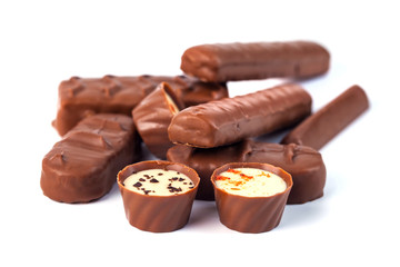 assortment of chocolates on a white background