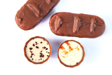 assortment of chocolates on a white background