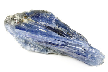 blue kyanite with quartz from Cepelinha, Brazil isolated on white background