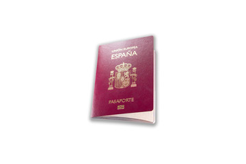 New spanish passport over white background with shadow