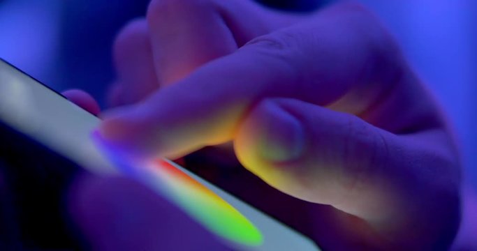 Changing color light in home. Smart Home automation. House managing with smartphone app