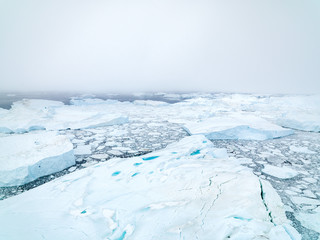 Aerial view of Arctic Icebergs in Greenland