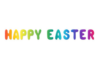 Colorful happy easter on white background. Boiled egg vector symbol. Easter design element. Happy easter eggs.