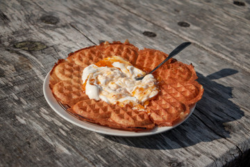 swedish waffles with cloudberry jam