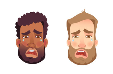 emotions of man face set