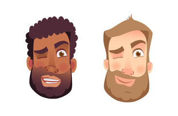 emotions of man face set