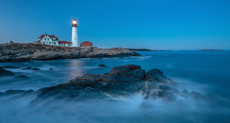 Fototapeta na wymiar Portland Head Lighthouse at night
