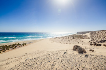 Sotavento lagoon, wind surfing centre, Risco Del Paso, Fuerteventura, Canary Islands, Spain